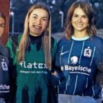 Charmant: Für den guten Zweck wurden Trikots versteigert, präsentiert von (v. li.) Katja Ziegltrum (Spieler Julian Weigl, jetzt Gladbach, 350 Euro), Verena Kastenmüller (Tim Rieder, TSV 1860, 220 Euro), Caro Neumeyer (Marco Hiller, TSV 1860, 250 Euro) und Julia Weidehaas (Trikot mit allen Unterschriften der Ersten Mannschaft des TSV 1860, 270 Euro). © Tamara Rabuser